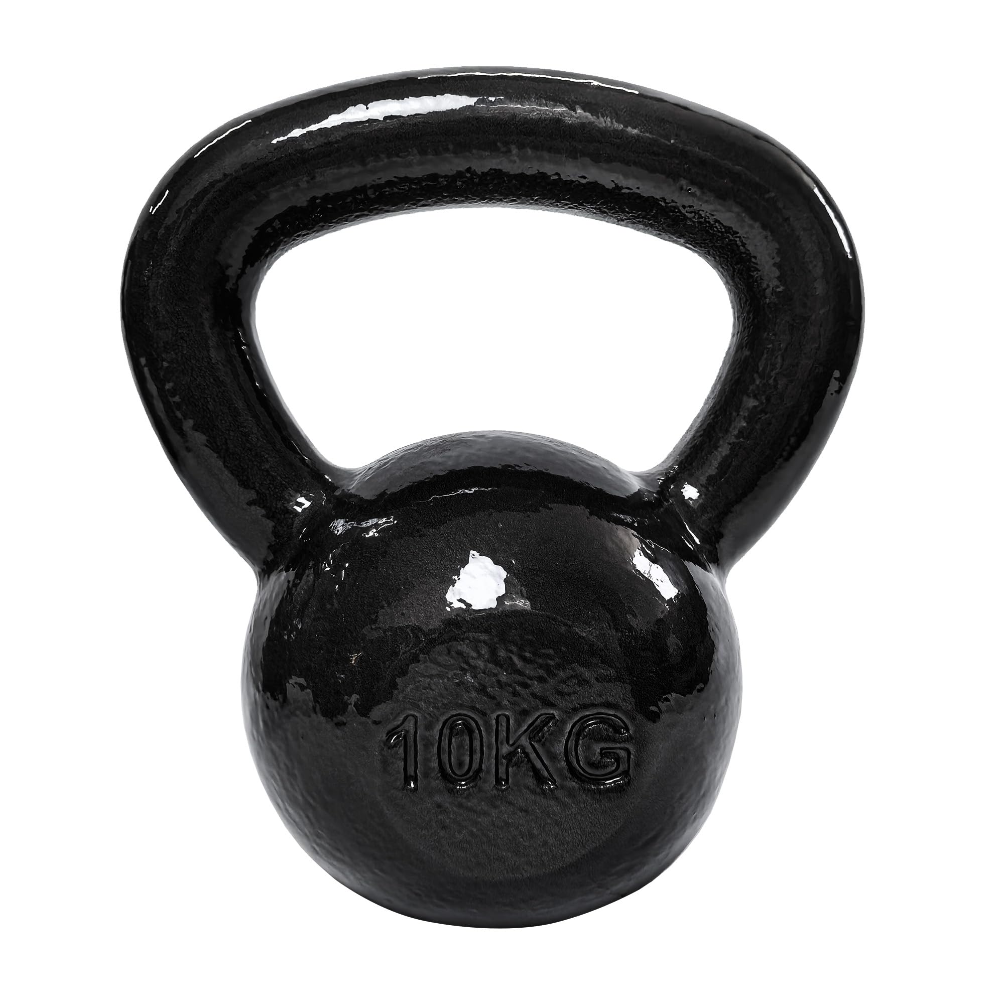 Kettlebell - Cast Iron Resistance Training Weight with Textured Wide Grip Handle - Painted Finish - Black