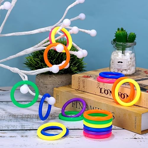 Miniatura 6 de Aodaer Paquete de 60 anillos de plástico para lanzamiento de anillos, anillos de carnaval de 2.1 pulgadas para regalos de fiesta de carnaval,
