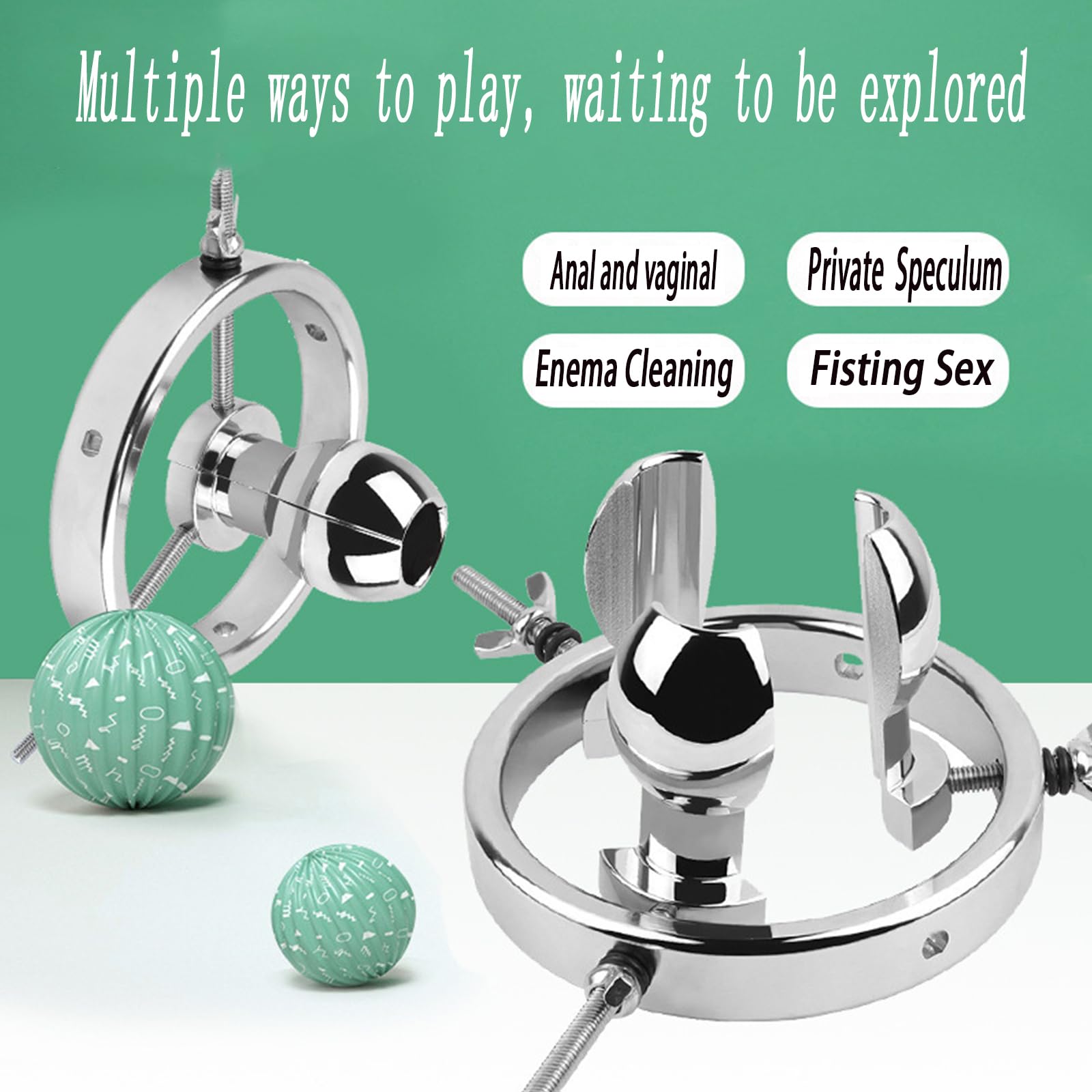 AMAZBEE Plug anale in acciaio inox espansione vaginale per le donne culo formazione Kit di stretching regolabile adulti SM giocattoli del sesso per le coppie (L)