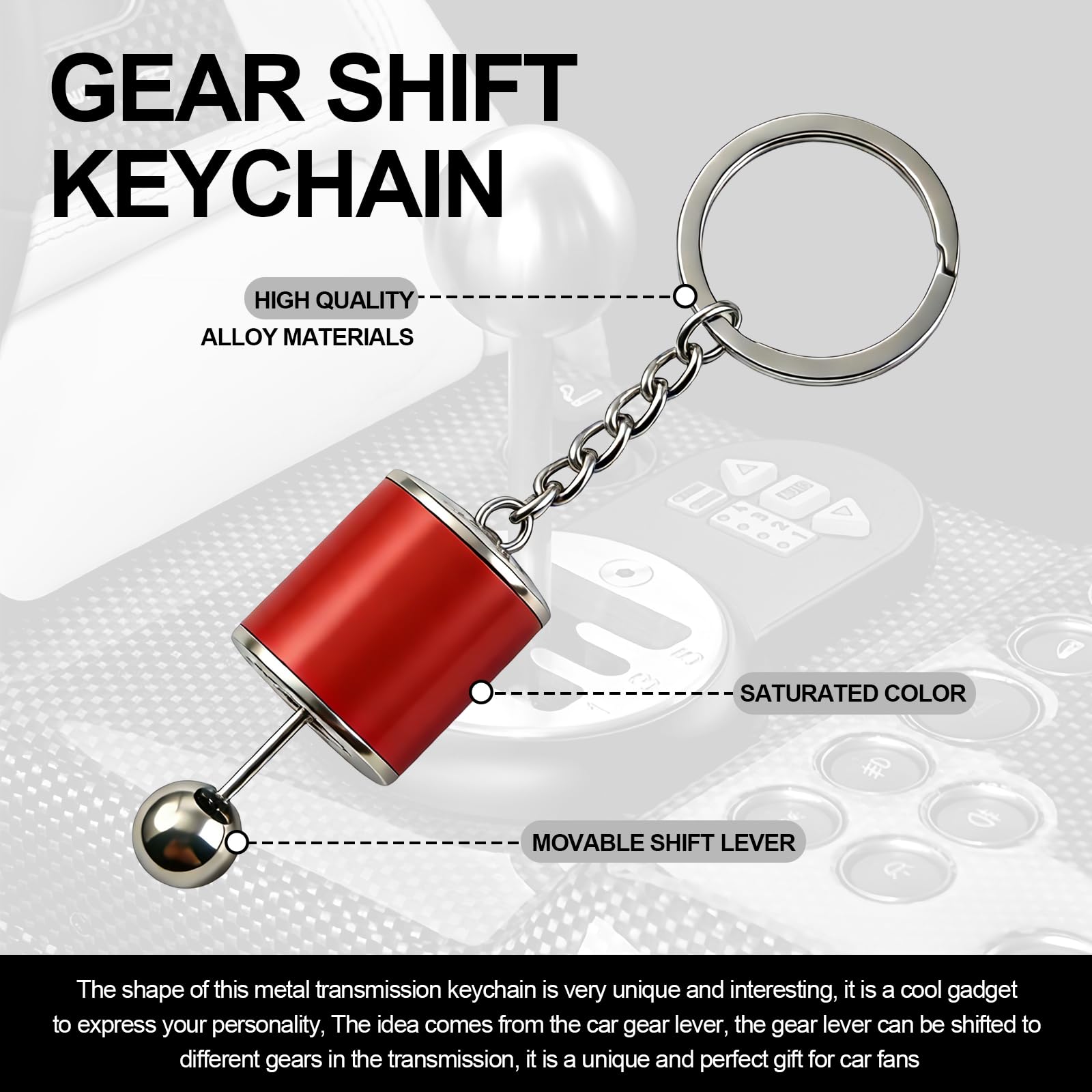 HIAHXC Gearbox Keychain,6-Speed Manual Transmission Gearbox Key Chain,Creative Gear Shifter Keychain,Stick Shift Keyring Car Fidget,Stress-Relieving Gear Shift Fidget Toy,Car Accessories — view 5