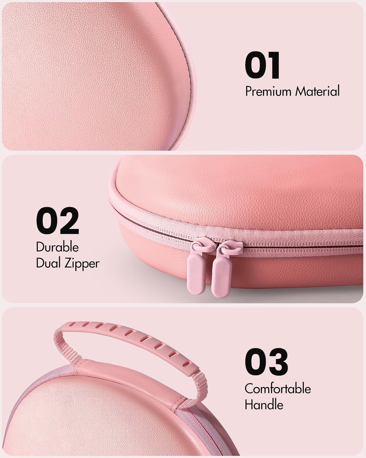 Joyleop for AirPods Max Case - Sleep Mode Support, No More Headphone Unresponsive by Case, Hard Organizer for Travel, Pink