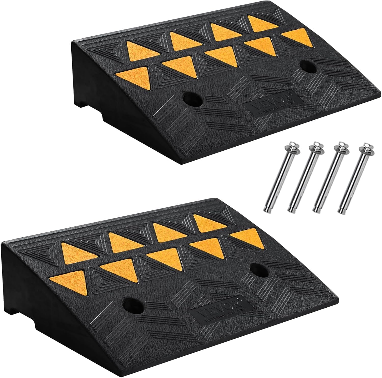 VEVOR Rubber Curb Ramp 4.3" Rise Height 2 Pack, Heavy-Duty 33069 lbs/15 T Capacity Threshold Ramps, Rubber Driveway Ramps for Cars, Carts, Dollies, Motorcycle, Bikes, Wheelchairs