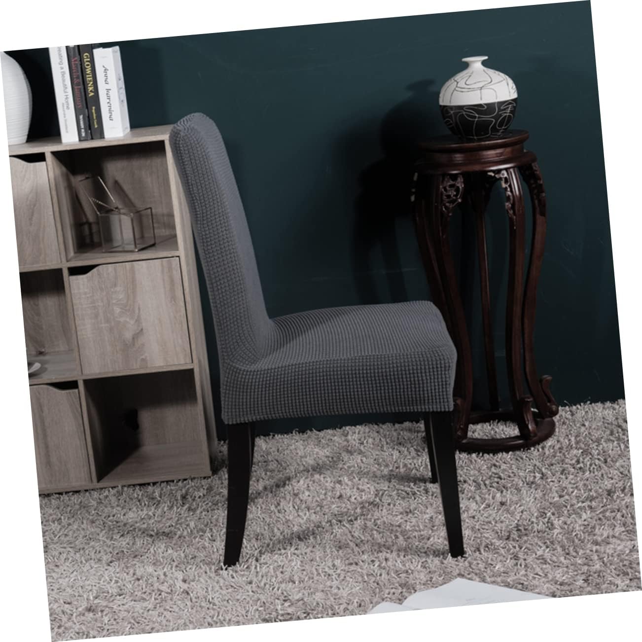 PRETYZOOM 6pcs Dining Chair Slip Covers Elastic Seat Case for Home Office Wedding Banquet Easy Clean Grey