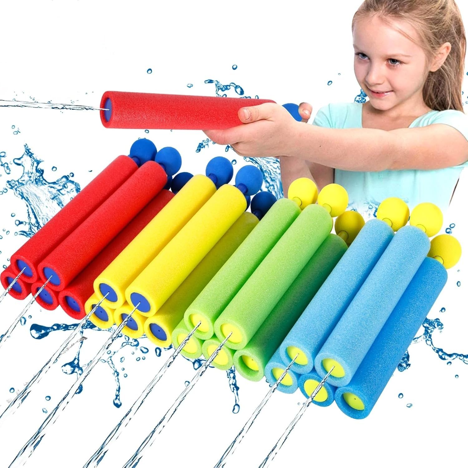 20 Pezzi Pistole Ad Acqua Per Bambini, 21.5 cm Pistola ad Acqua in Schiuma di Colori, Fucile ad Acqua per Piscina, Giardino, Esterno Giochi Spiaggia, Giochi Acqua per Bambini, 4 Colori