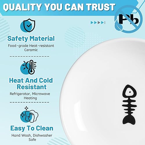 Miniatura 6 de Cuencos elevados para gatos, plato elevado de cerámica con soporte de metal, estación de alimentación de agua o alimentos para gatos de interior,