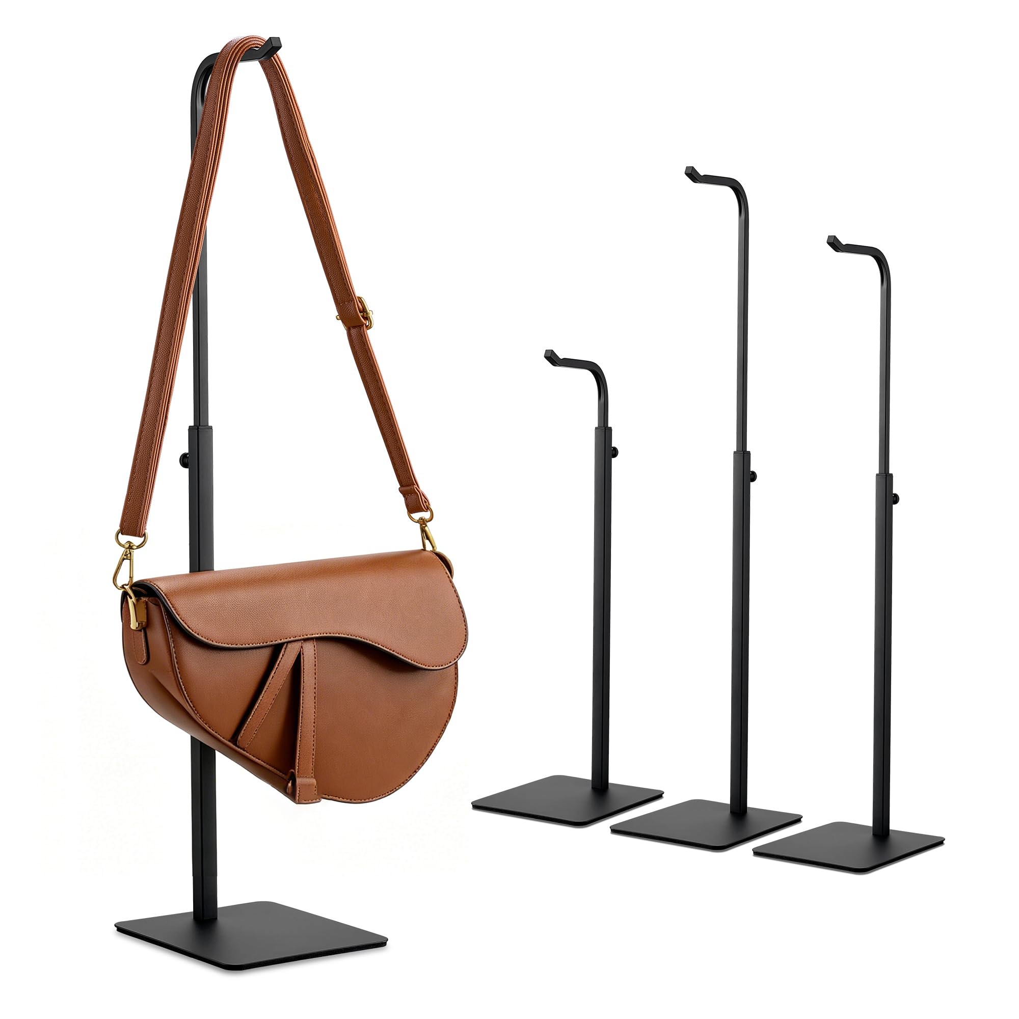 Josmimic 4 supporti per borse, in metallo, regolabili in altezza, per borse, gioielli e accessori, organizer stabile per armadio e bancone