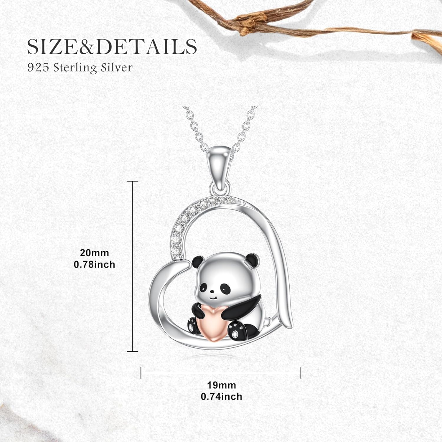 Diamond Panda Necklace for Women 925 Sterling Silver Heart Panda Pendant Necklace Cute Animal Jewelry Gifts for Her - Image 4