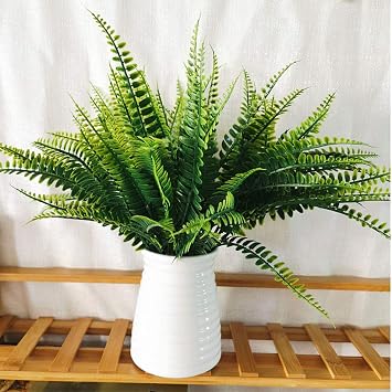 Leixi 6pcs Artificial Plants Fake Plastic Greenery Shrub Bushes UV Resistant Plants Plastic Wheat Grass for Indoor Outdoor Home Garden Decoration (Shurb)
