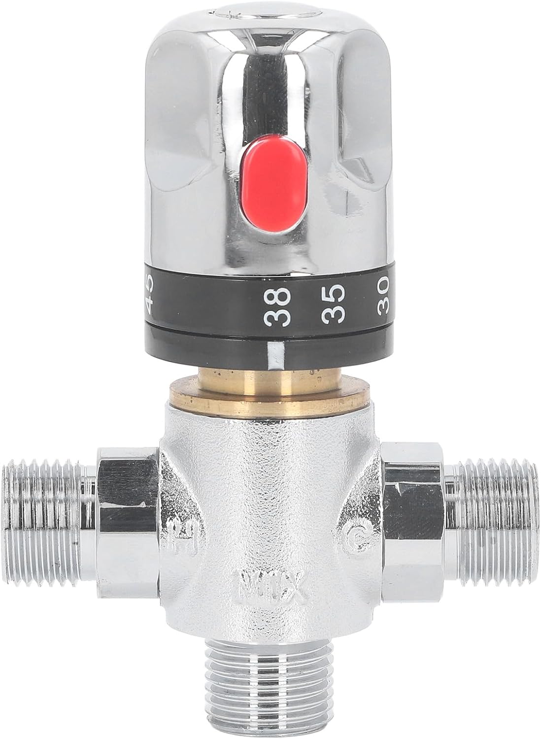 Thermostatic Mixing Valve with G1/2 Thread, Shower Mixing Valve Temperature Control Valve, DN15 Male Thread Brass Hot Cold Water Mixing Valve Temperature Control Mixer Connections