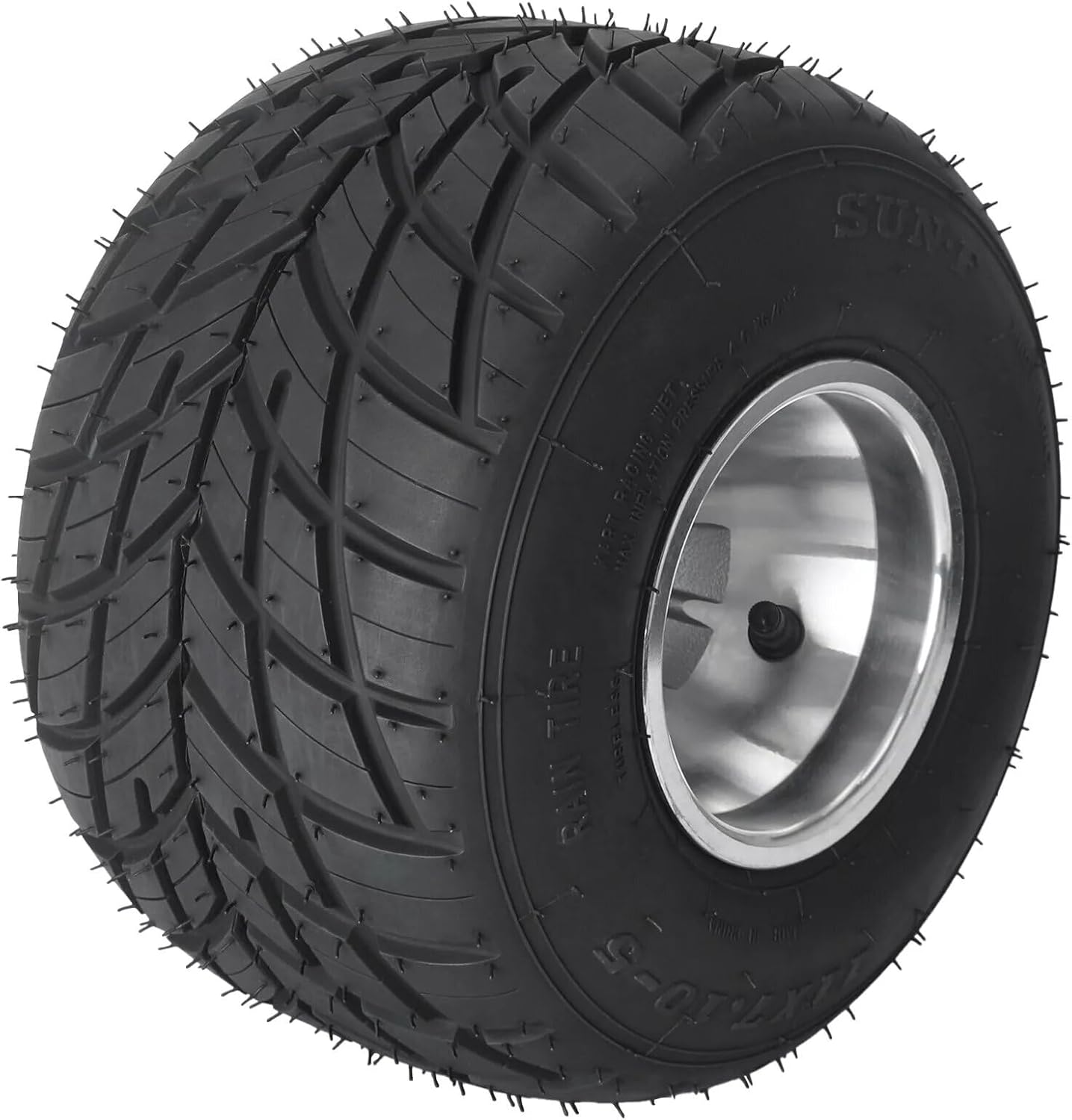 Complete Go Kart Rain Tire Kit 10x4.50-5 Front & 11x7.10-5 Rear Tubeless Tires with Aluminum Rims, Non-Smooth Tread Racing Wheels for Drift Trike Mini Bike Quad 3 Stud 50mm Bolt Pattern Wet Track