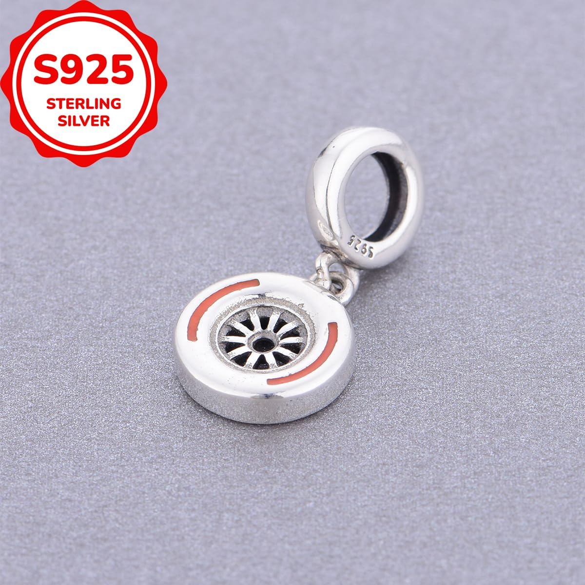 BSFJTY S925 Sterling Silver F1 Race Car Steerling Wheel Helmet Charm for Women Bracelets Necklaces Motorsports Charms Dangle Jewelry