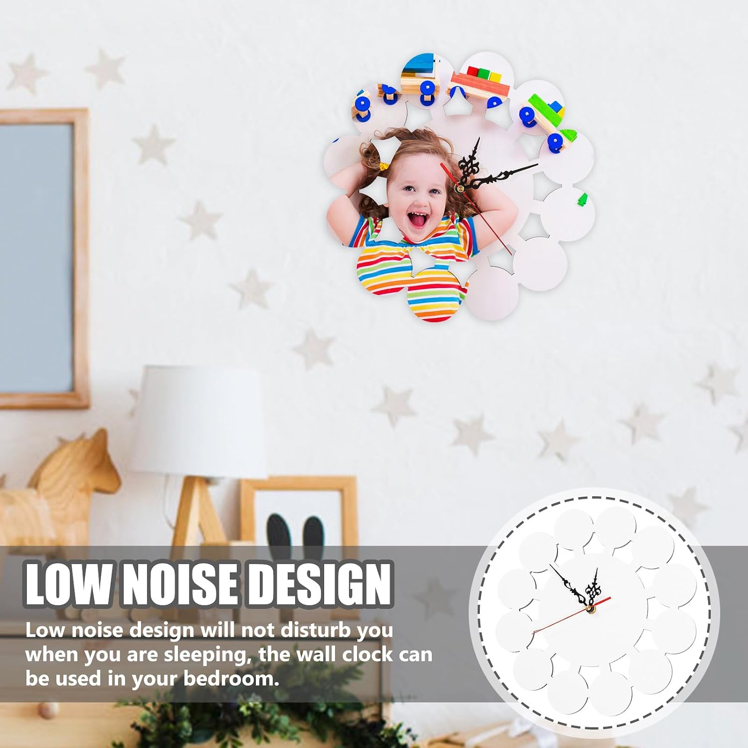 Alipis DIY Wooden Wall Clock Sublimation Blank Heat Transfer Craft Puzzle MDF Material Vintage Style for Living Room Decoration, Non-Battery DIY Wall Clock Kit