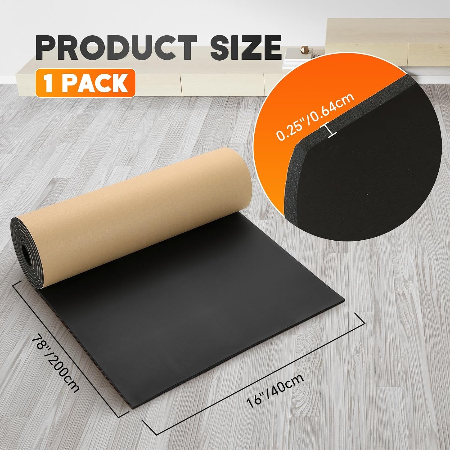 Extra Large Marine Foam Roll Closed Cell Rubber 78 x 16 x 0.25 Inch | Non-Slip Self-Adhesive Neoprene Foam Padding, Weather-Resistant Insulation Sheets for Crafting Soundproofing