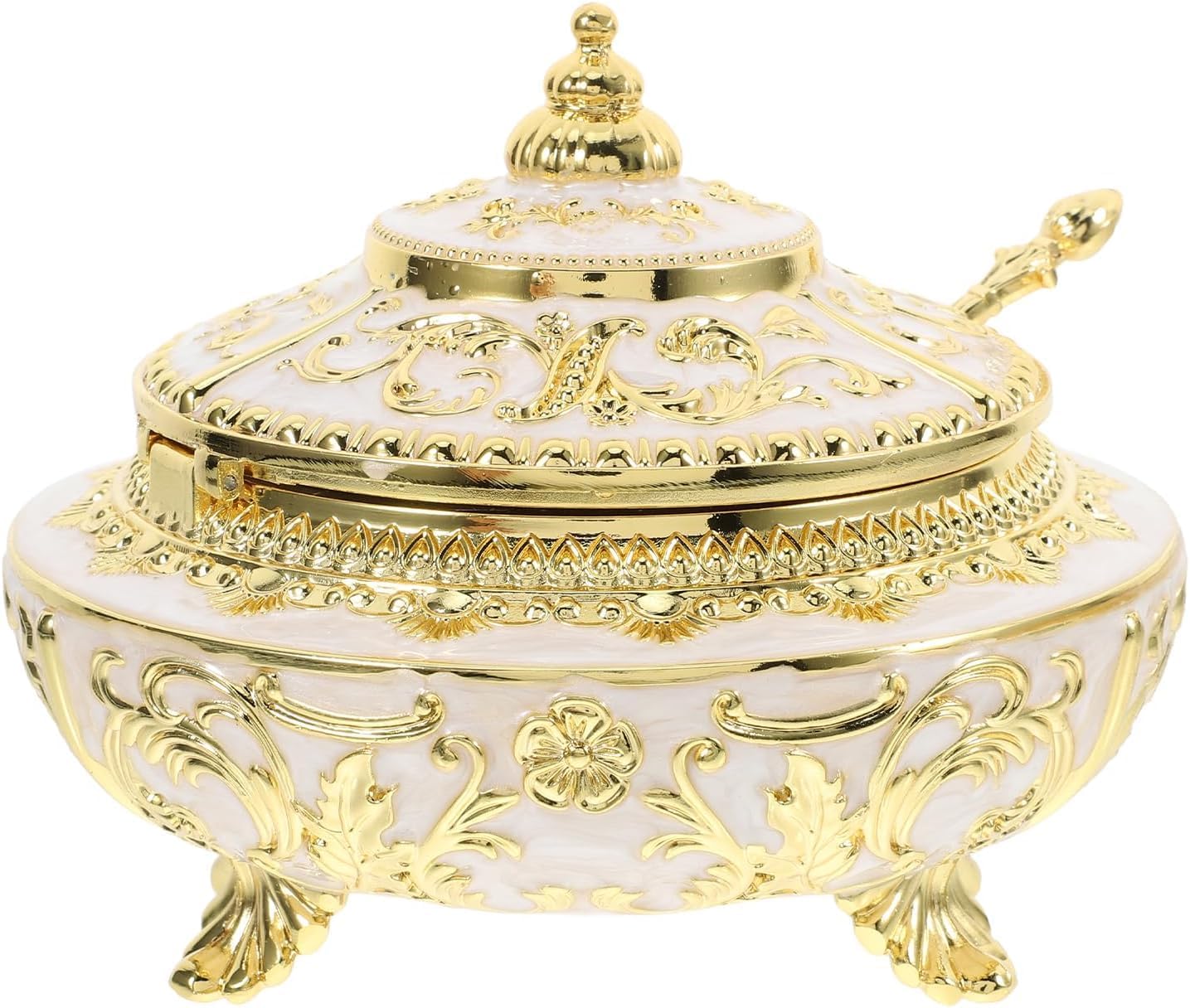 Candy Bowl Handmade Serving Dish with Lid And Spoon, Fancy Serving Dish Decorative Bowl for Sugar, Chocolate, Home Wedding Decor (Silver)