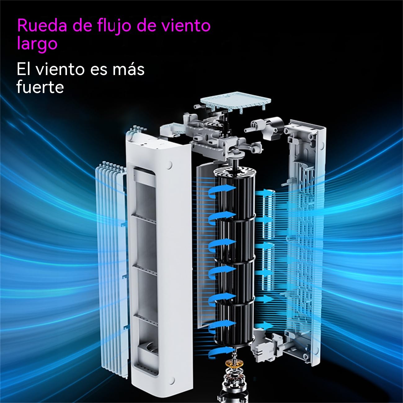 Ventilador sin aspas 2 en 1 vertical y horizontal, oscilación 60°, salida de aire ancha 230 mm, enfriamiento rápido y silencioso, montaje en pared sin perforación, para dormitorio, salón y oficina