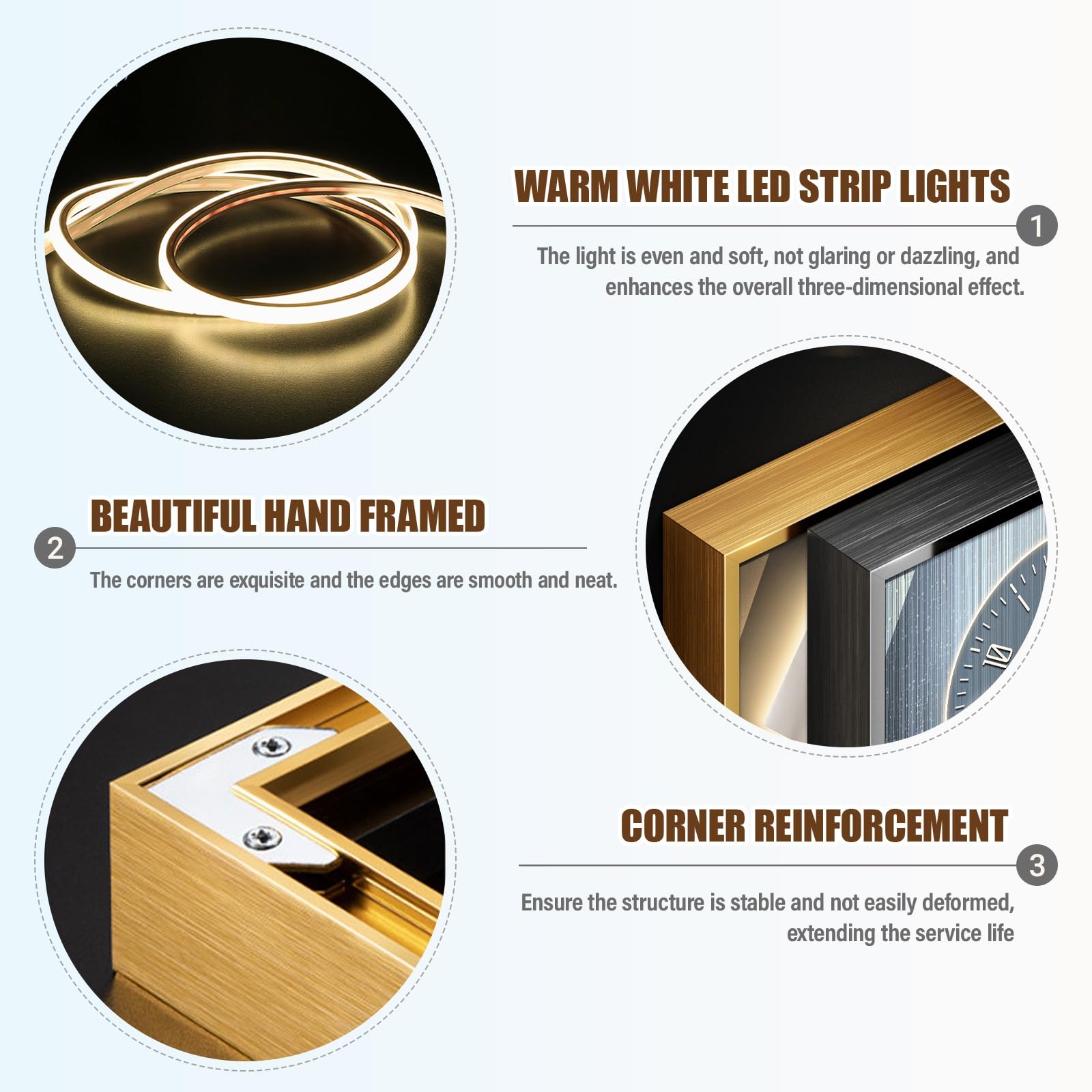 Orologio da parete 3D con luce LED, movimento al quarzo silenzioso, design con corna luminose, scultura decorativa per ingresso moderno