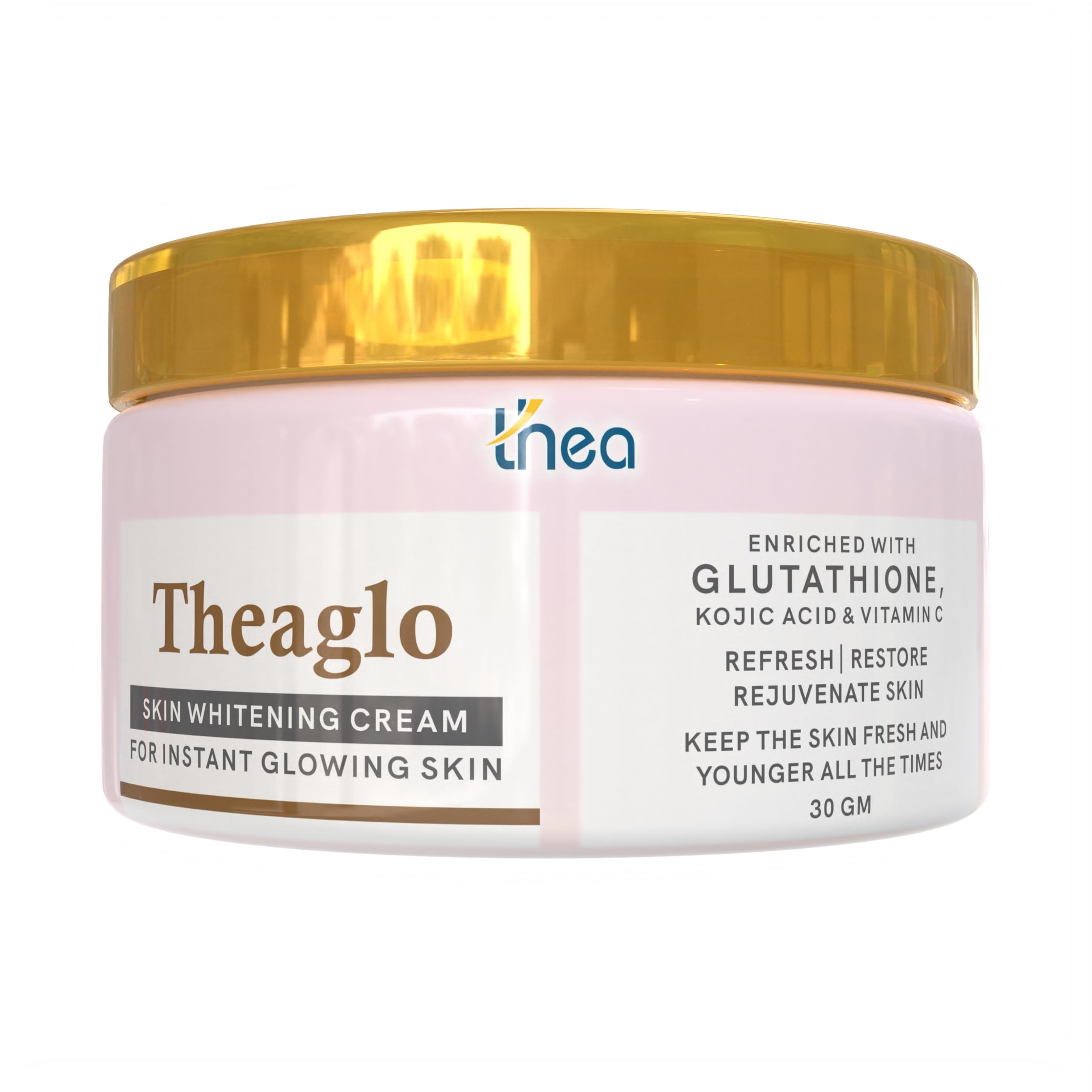 Theaglow Glutathione Whitening Cream 30gm | Enriched with Kojic Acid, Vitamin C & E | Pigmentation & Tan Removal | Reduce Dark Spots & Brighten Even Tone | Achieve Radiant, Glowing Skin | All Skin Type