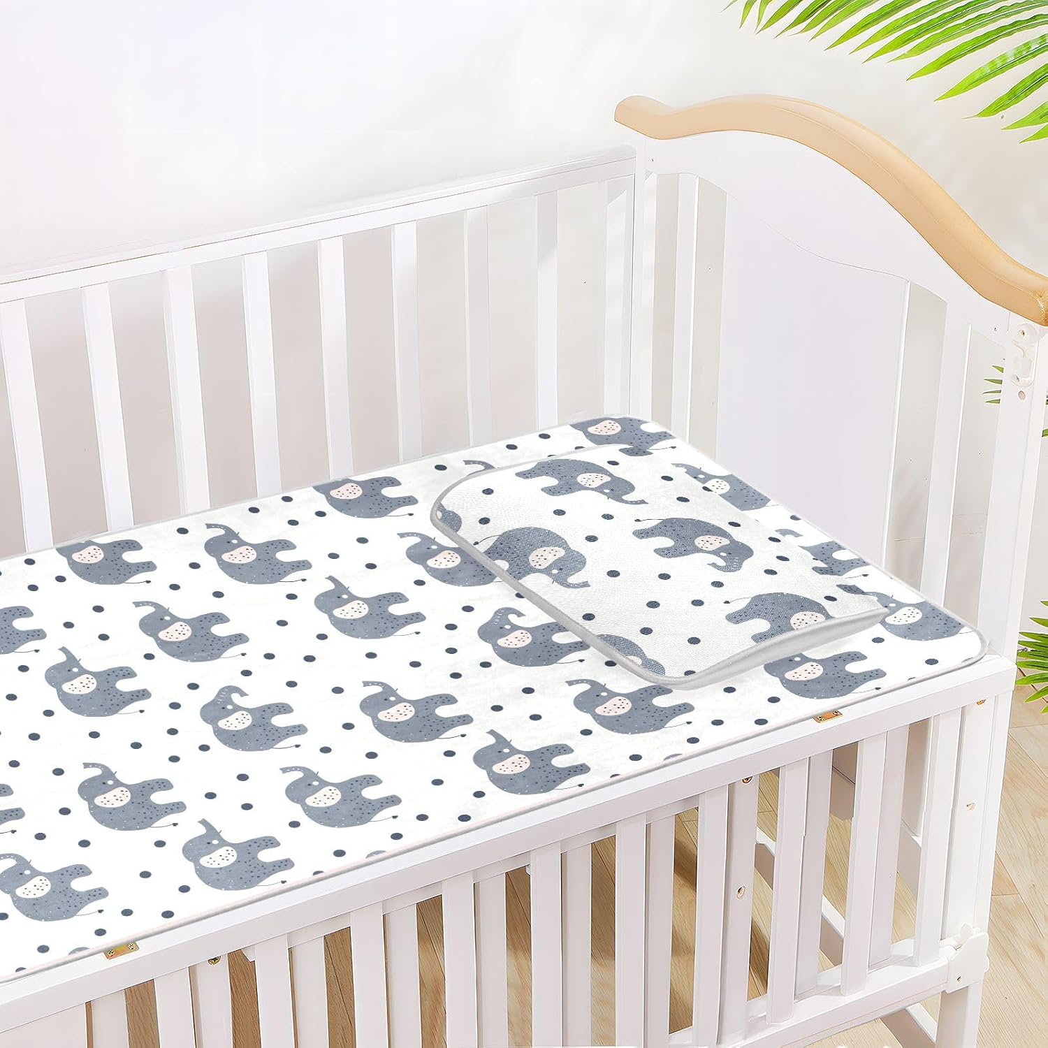 Elephant Minimalist Cute Cooling Baby Mattress Pads 28" x 52" Ultra Soft Crib Mattress pad for Baby&Toddler