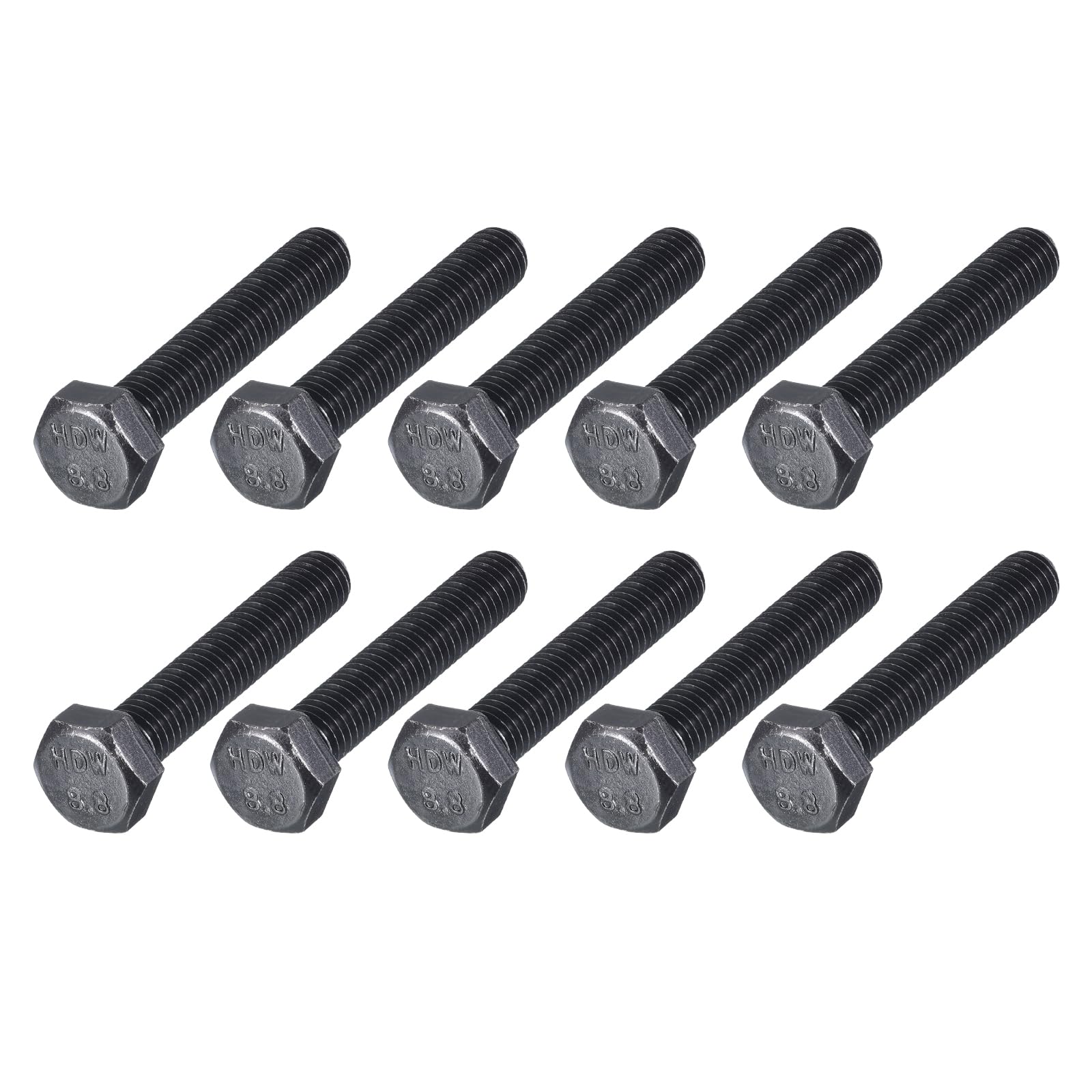 METALLIXITY Hex Bolts (M8-1.25x45mm) 10Pcs, 8.8 Grade Carbon Steel Fully Threaded Black Oxide