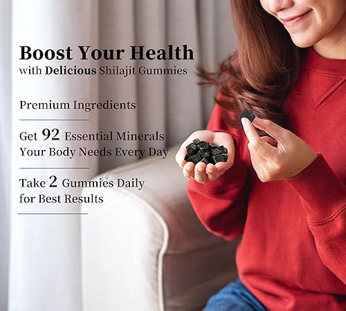 Miniatura 7 de Shilajit - Gomitas con Ashwagandha, cúrcuma, orgánicas, sin azúcar y veganas, Shilajit del Himalaya para hombres y mujeres, energía, calma,