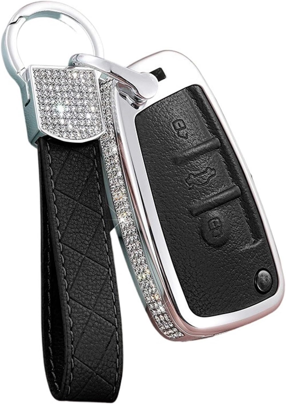 Zinc Alloy Leather Car Key Case Cover Compatible for Audi A3 S3 A4 S4 RS4 A6 S6 RS6 Q5 Q7 TT RS R8 A1 A7 A8 RS(Black)