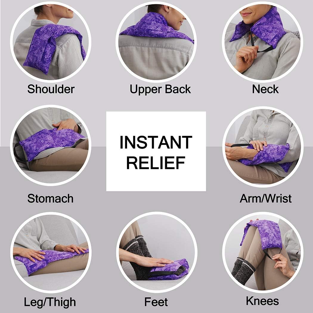 Hot Pockets Microwaveable Hot & Cold Heating Pad 3 Pockets Style for Neck, Shoulder, Elbow, Knee, Stomach & Lower Back – Reusable & Washable for Comfort & Relaxation - Blue Flower (Pack of 3)