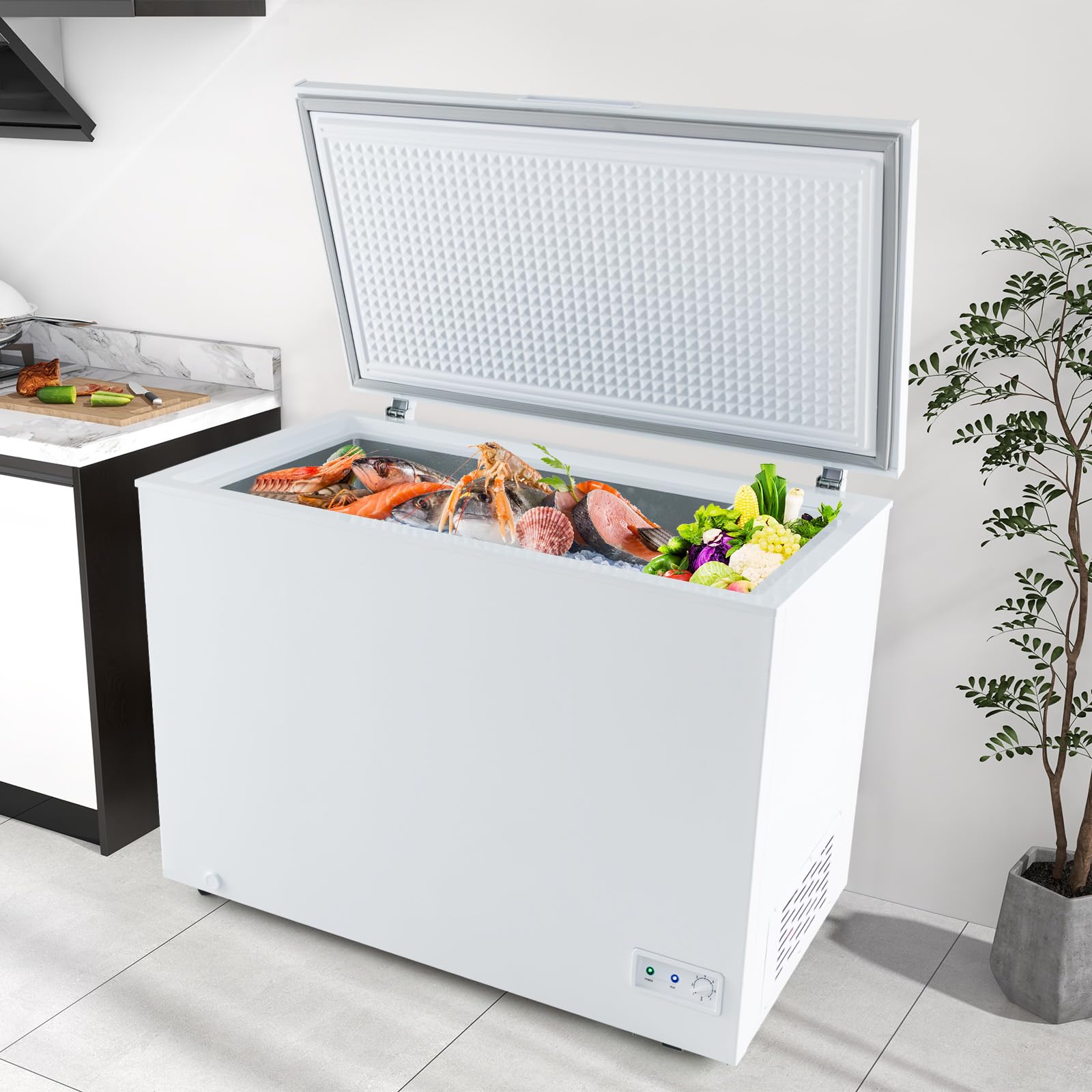 Mat Expert 10 Cu. Ft. Chest Freezer, Compact Deep Free Standing Freezer W/Adjustable Thermostat, Top Open Door & Removable Basket, Reach In Freezer Chest For Home/Kitchen/Office/Garage/Bar on Fridge.com - View 2