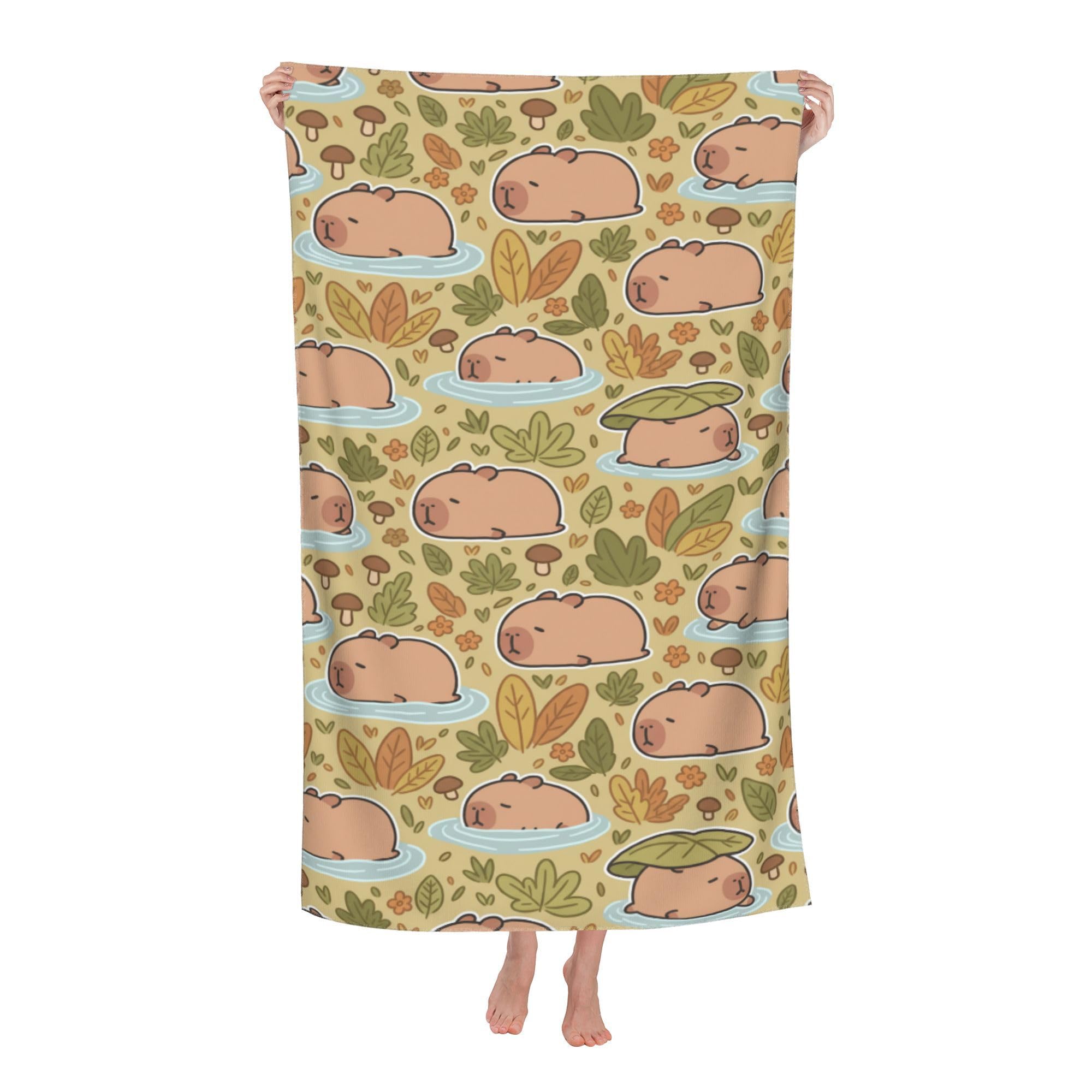 peiyeety Kapibala Sleeping Soft Bath Towels Absorbent Bathroom Towel for Beach Hotel Gym Spa Shower