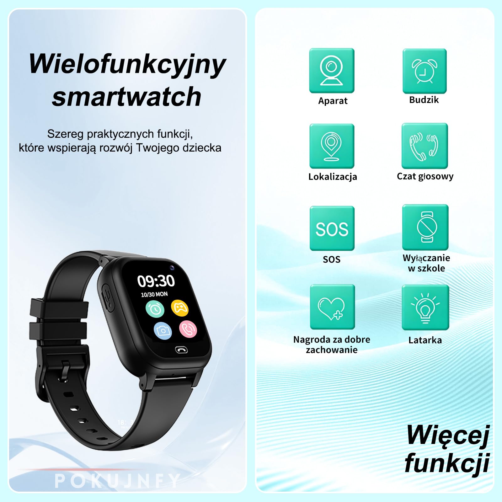 Smartwatch dla Dzieci z GPS SOS Kontakty Czat Rozmowy Telefoniczne | Tryb KlasowyGra Budzik Latarka IP68 Wodoodporny Cyfrowy Prezenty Smartwatch Dziecięcy Chłopcy Dziewczynki