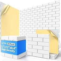 Vista 19 de Paquete de 20 paneles acústicos con autoadhesivo, paneles de espuma de alta densidad a prueba de sonido de 12 x 12 x 0.4 pulgadas para paredes