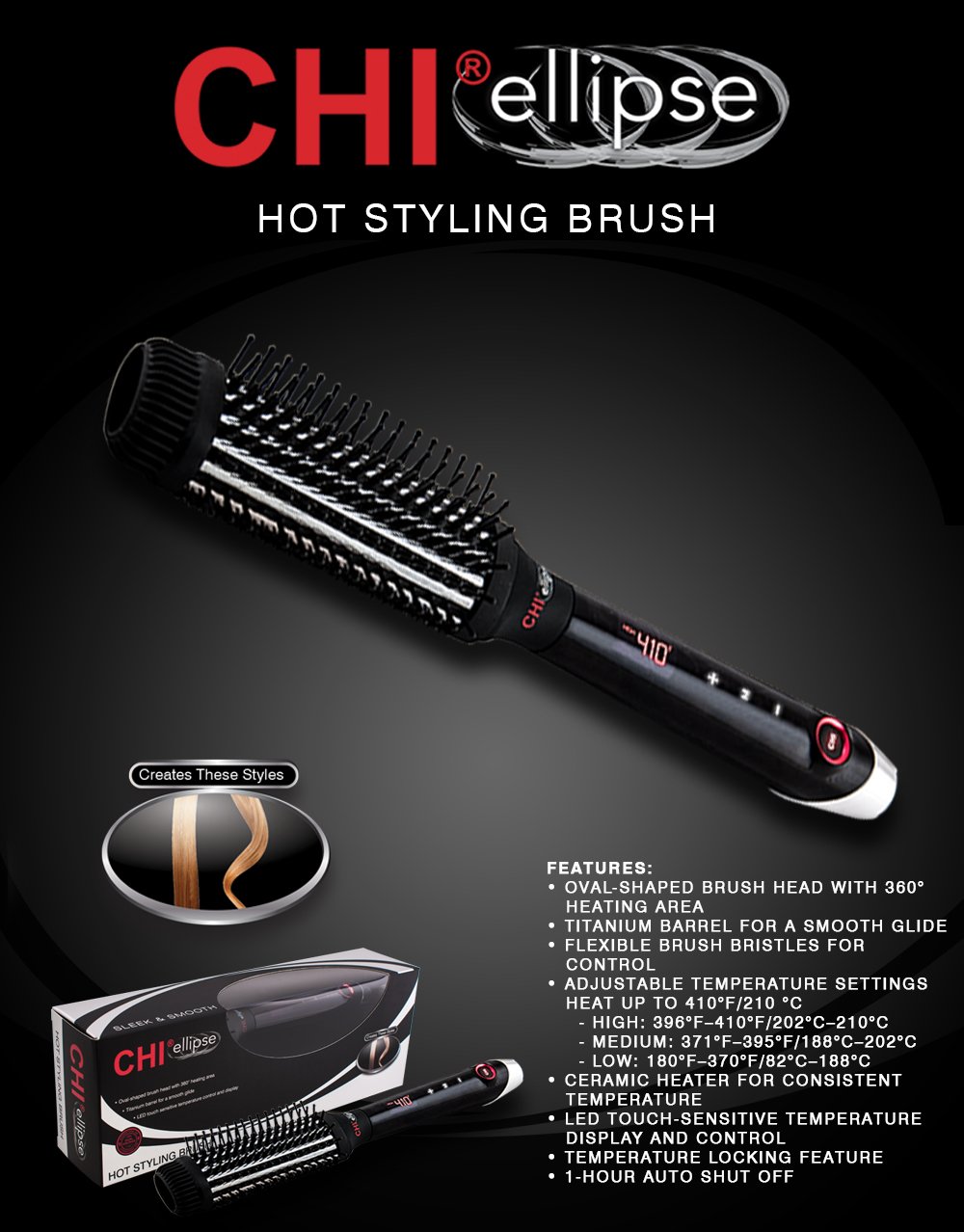 CHI Ellipse Titanium Barrel Hot Styling Brush : Beauty & Personal Care