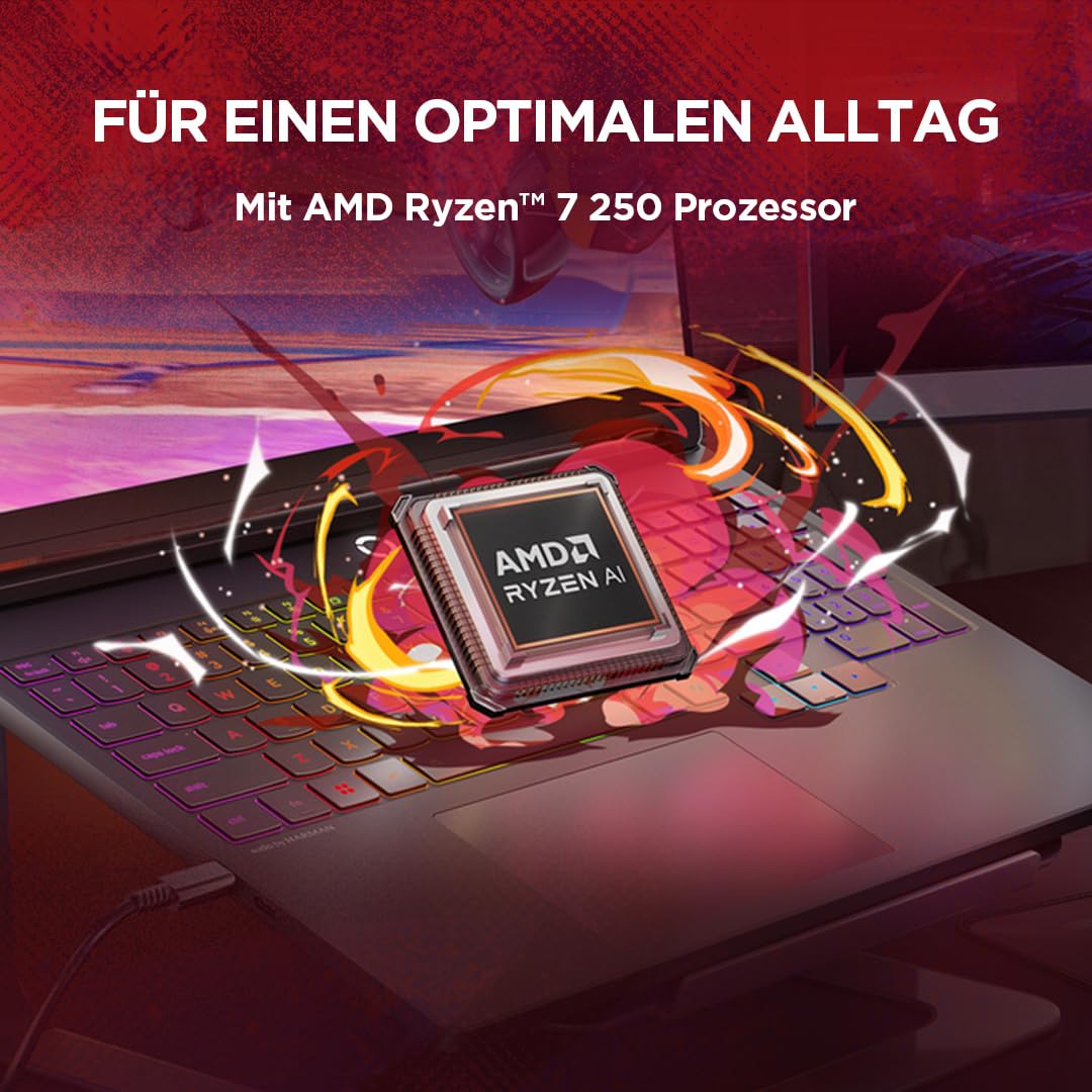 Lenovo Legion 5 Gaming AI Laptop | 15.3" WQXGA OLED 165Hz Display | AMD Ryzen 7 250 | 32GB RAM | 1TB SSD | NVIDIA GeForce RTX 5060 | Windows 11 | QWERTZ | Schwarz | 3 Monate GamePass