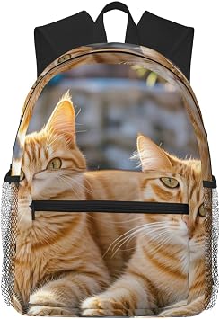 Travel Backpack for Women Men Lightweight Laptop Bag Orange Cats Backpack Casual Daypack