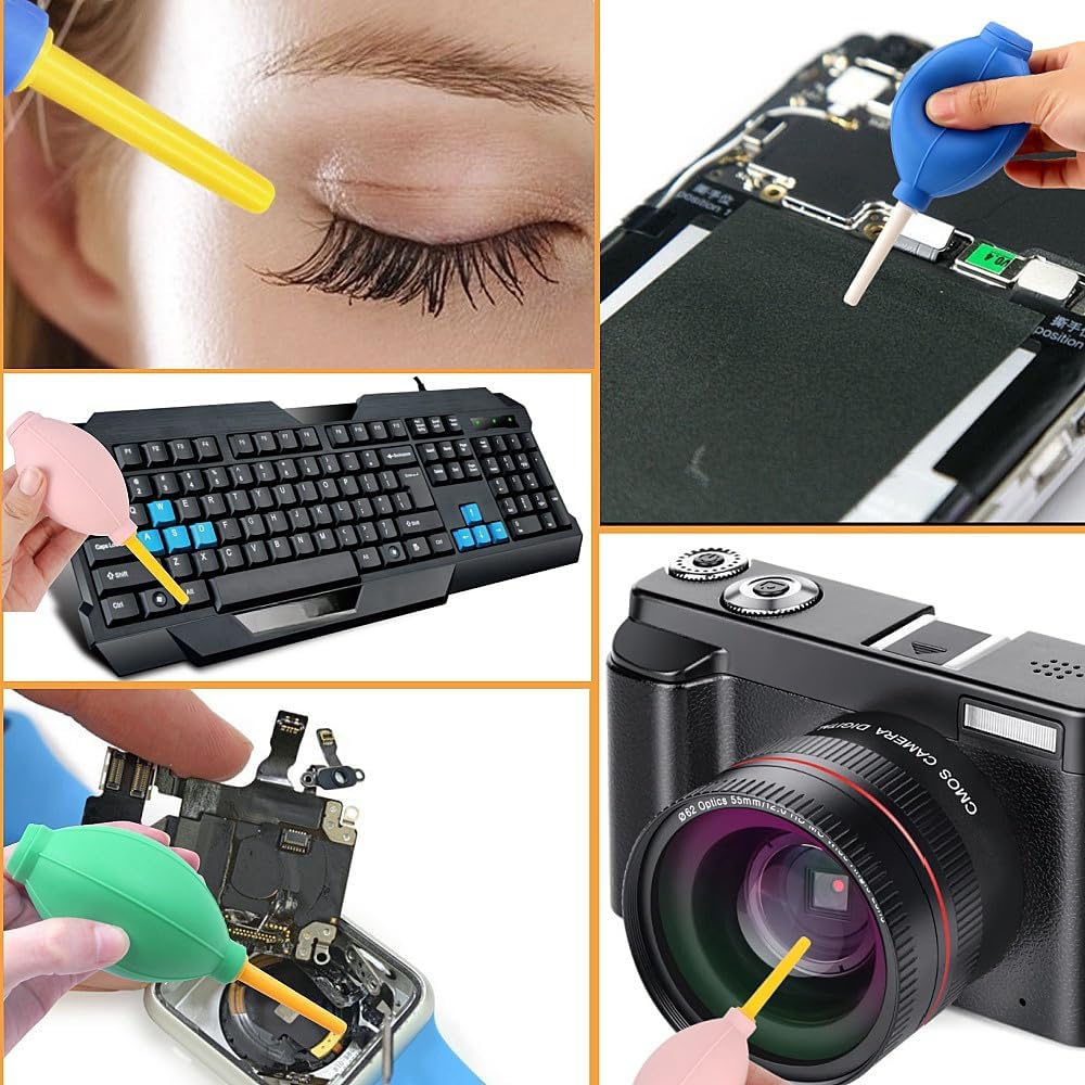 6 Pcs Rubber Air Blower Air Pump Dust Blower Cleaner, for Card Making Dispersing Blowing Dust Removal Ash Removal Gas Blowing Hand Held Cleaning Tools