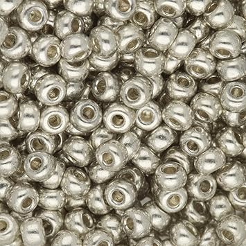 Miyuki Round Seed Beads, Size 8/0 3mm, Galvanized Silver, 22g Tube Approximately 836 Beads, Made in Japan