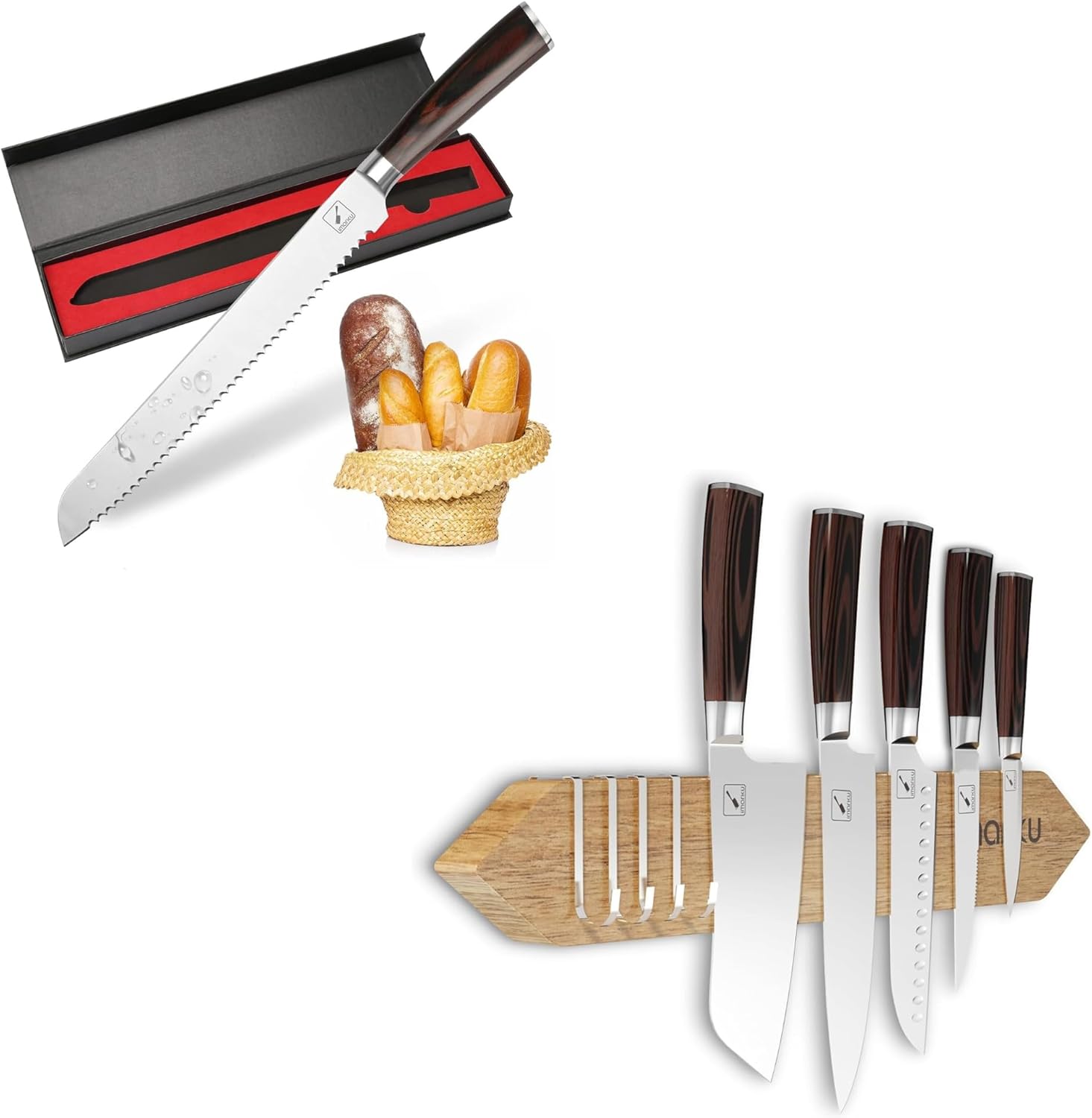 imarku 10 Inch Bread Knife 16 Inch Magnetic Knife Holder for Wall
