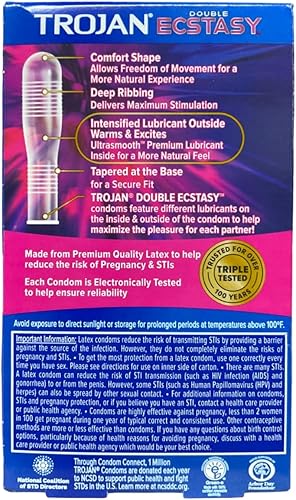 Miniatura 2 de Trojan Condones de doble éxtasis de 10 unidades, paquete de 4