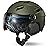 Odoland Ski Helmet with 2-in-1 Visor Goggles, Light Weight Snowboard Helmet for Men Women, Snow Sport Helmets for Skiing, Skating, Snowboarding,Olive Green,S
