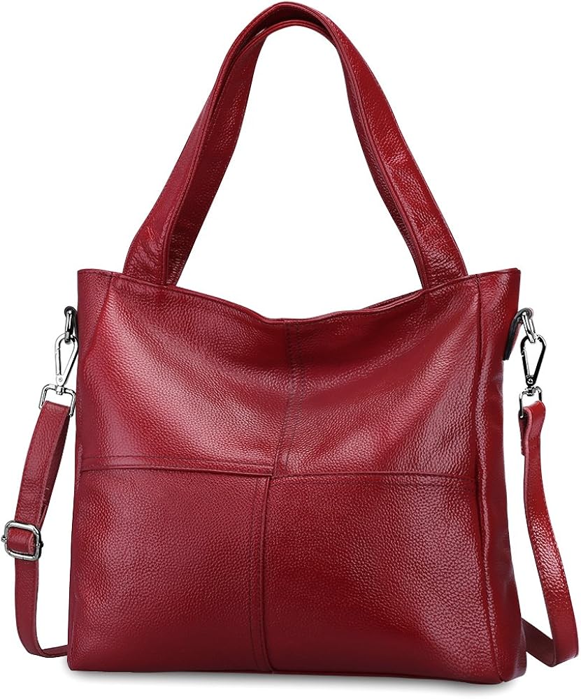 S-ZONE Women Genuine Leather Large Tote Handbag Shoulder Crossbody Bag