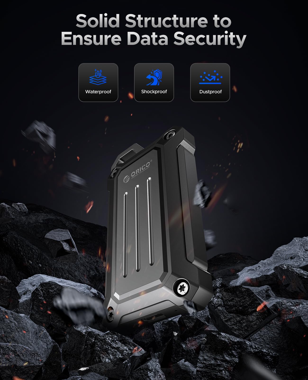 ORICO 2TB SSD portatile fino a 2000MB/s USB 3.2 Gen 2x2 Unità a stato solido esterna, design in lega di zinco, resistenza all'acqua e alla polvere per professionisti all'aperto, fotografia - MINI20
