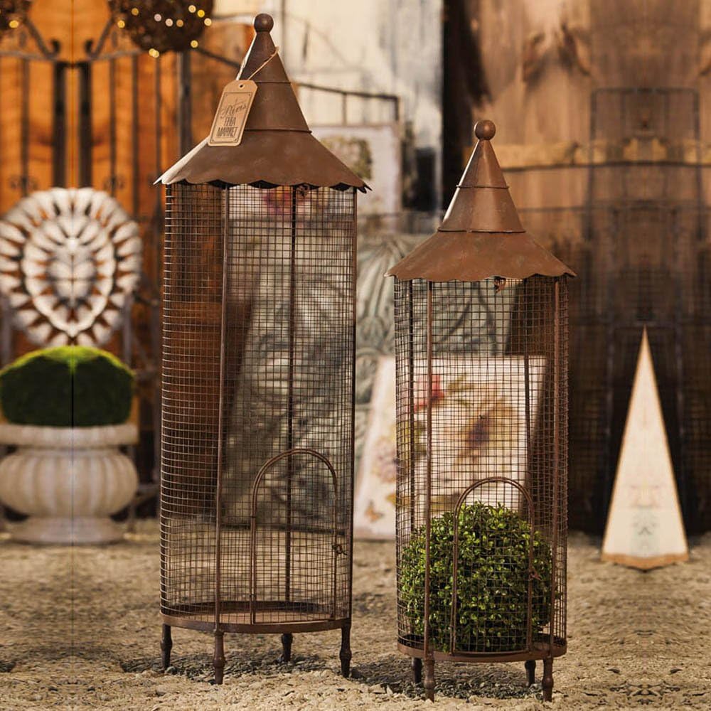 Gifted Living Nested Iron Bird Cage Lantern, Set of 2
