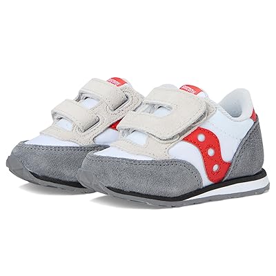 Saucony Kids Jazz Hook Loop Sneaker (Toddler/Little Kid) Kids Shoes White/Grey/Red