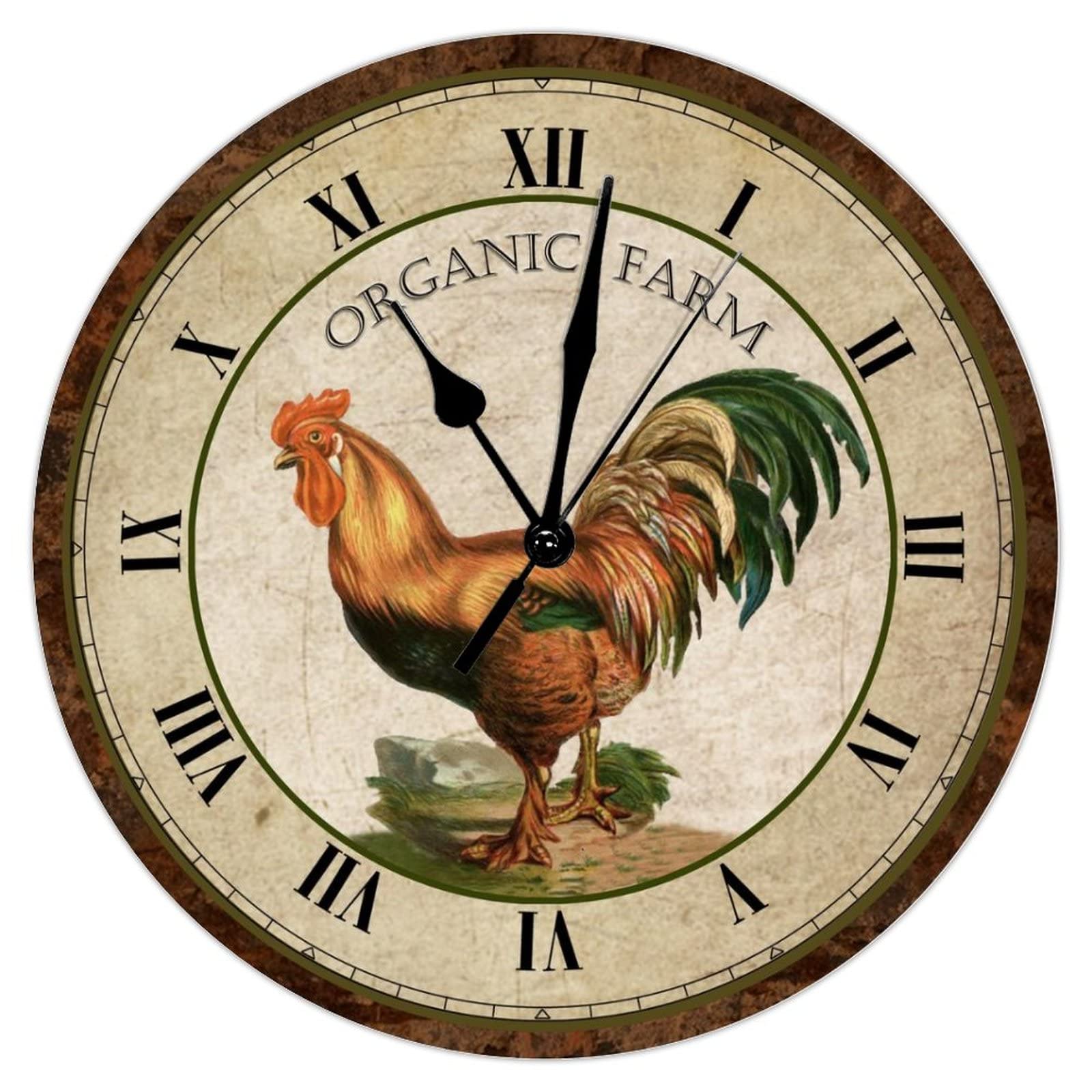 Cadeau d'anniversaire pour un fermier horloge murale rustique coq