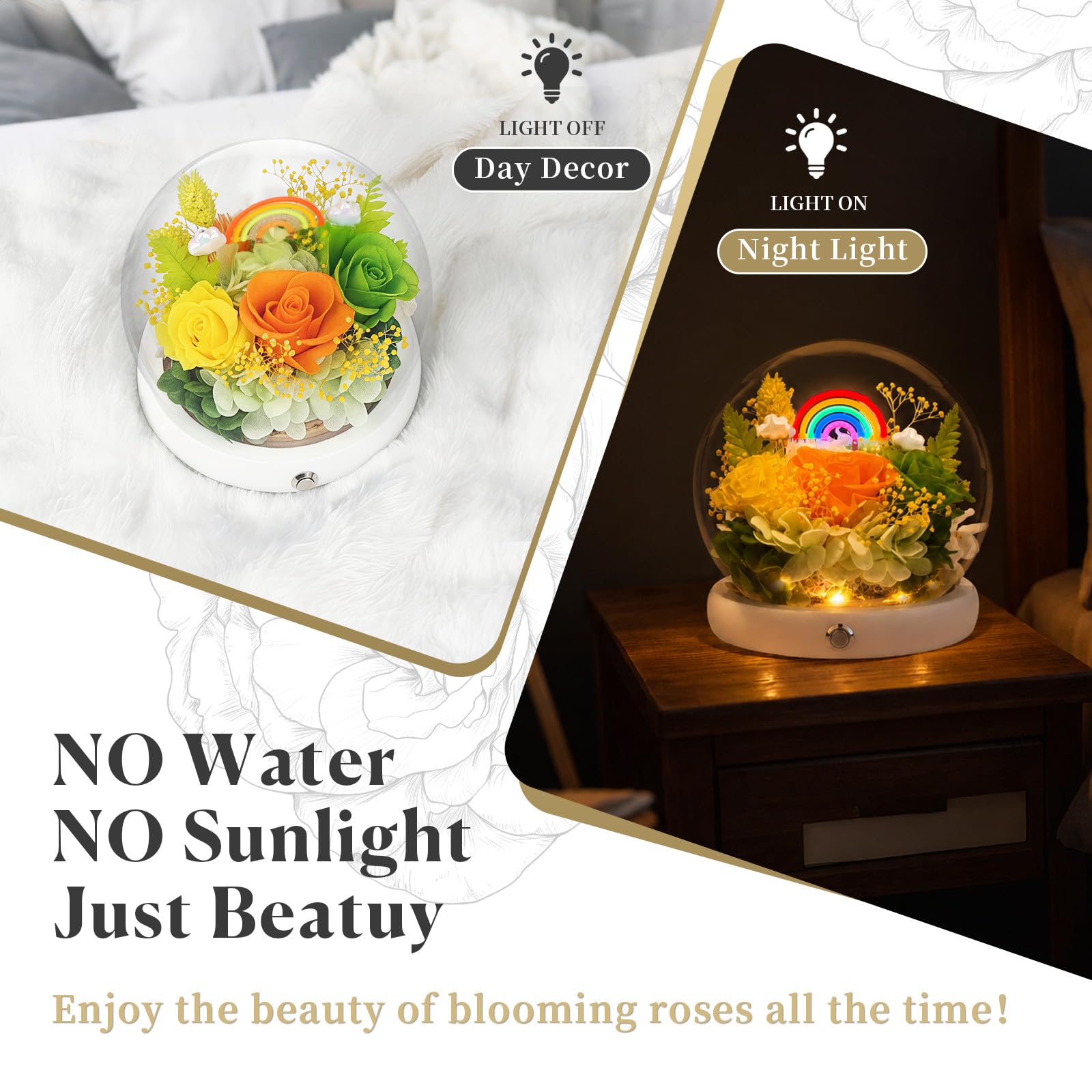 Rainbow LED Preserved Roses - Aesthetic Gift for Her -4