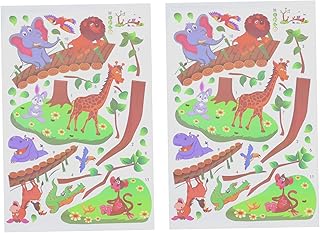 KOMBIUDA 2 conjuntos de decalques girafa removível parede do quarto multiuso em adesivos bebê hipopótamo auto sala de jogos coelho para decoração arte desenho animado adesivo para quarto macaco decoração ponte sala de aula selva