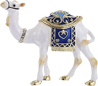 Hand Painted Enamel Camel Trinket Box, Hinged Jewelry Box Unique Mini Ring Necklace Jewelry Organizer, Classical Bejeweled Storage, Figurine Collectible Keepsake Home Decor (Camel)