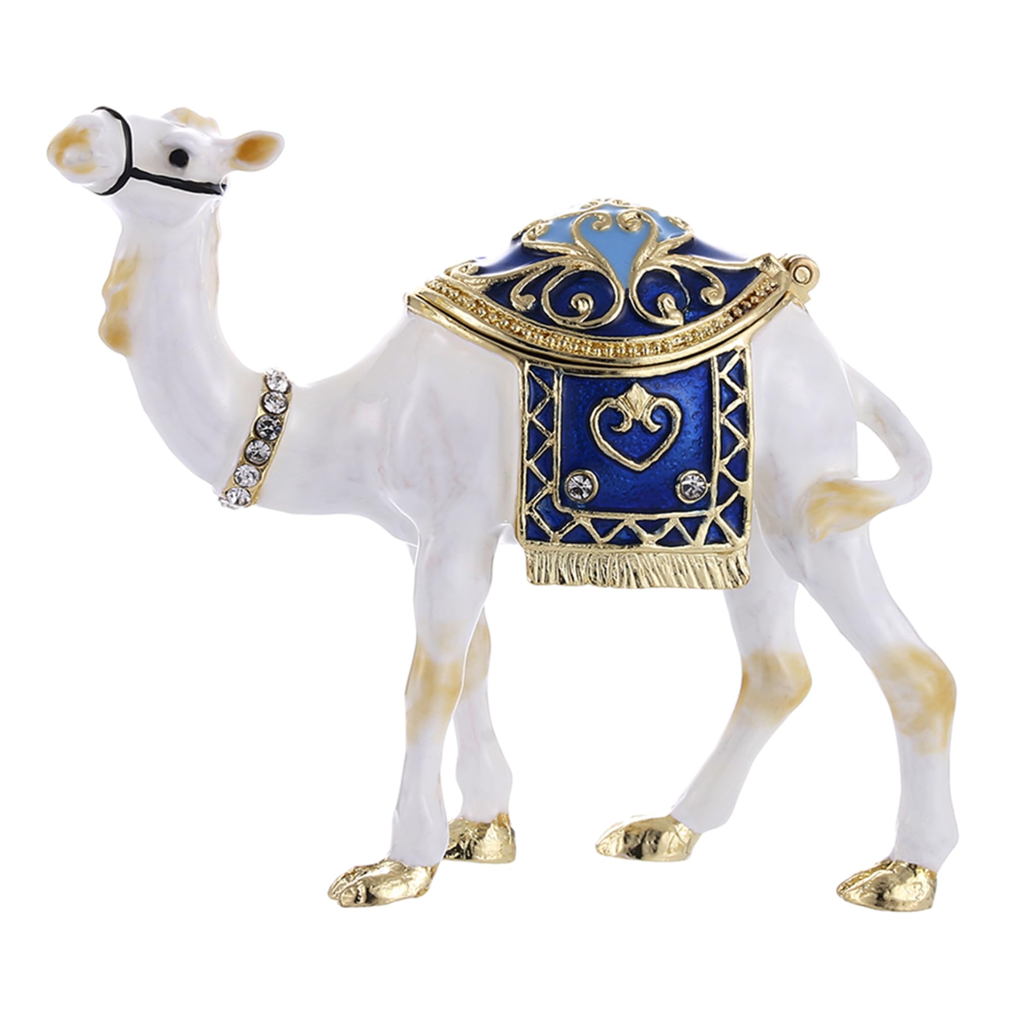 Hand Painted Enamel Camel Trinket Box, Hinged Jewelry Box Unique Mini Ring Necklace Jewelry Organizer, Classical Bejeweled Storage, Figurine Collectible Keepsake Home Decor (Camel)