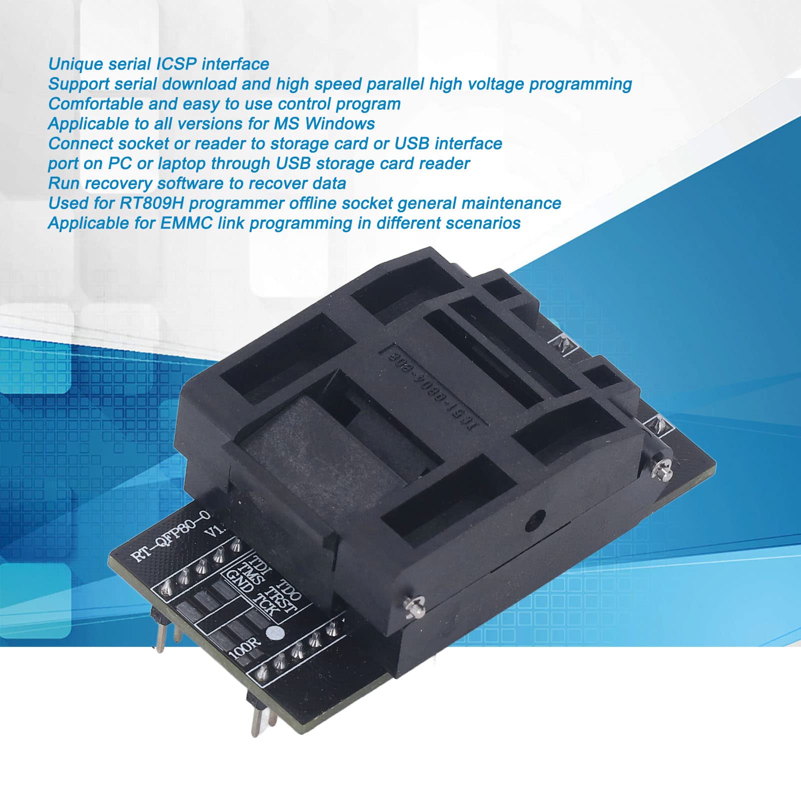 Adattatore Programmatore RT809H Adattatore Programmatore RT809H, Presa Programmatore RT809H Presa Adattatore PEI PES QFP80 Interfaccia ICSP Seriale Adattatore di Programmazione