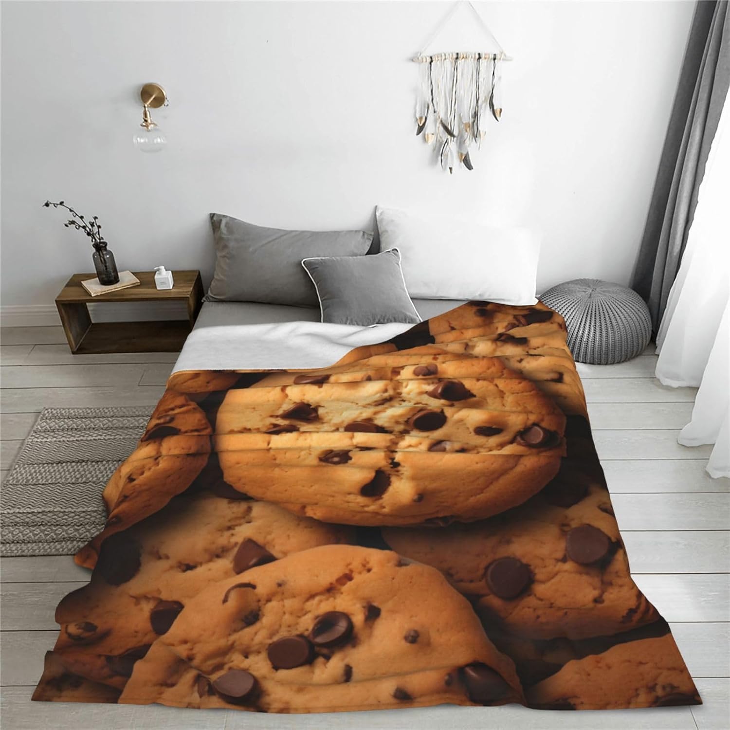 Cookie Blanket Funny Soft Food Blankets Cookie Blanket Adult Size Flannel Birthaday Gift for Teens Boys and Girls for Sofa Outdoor Living Room Indoor Bedroom Decor 50x60 Inch - Image 5