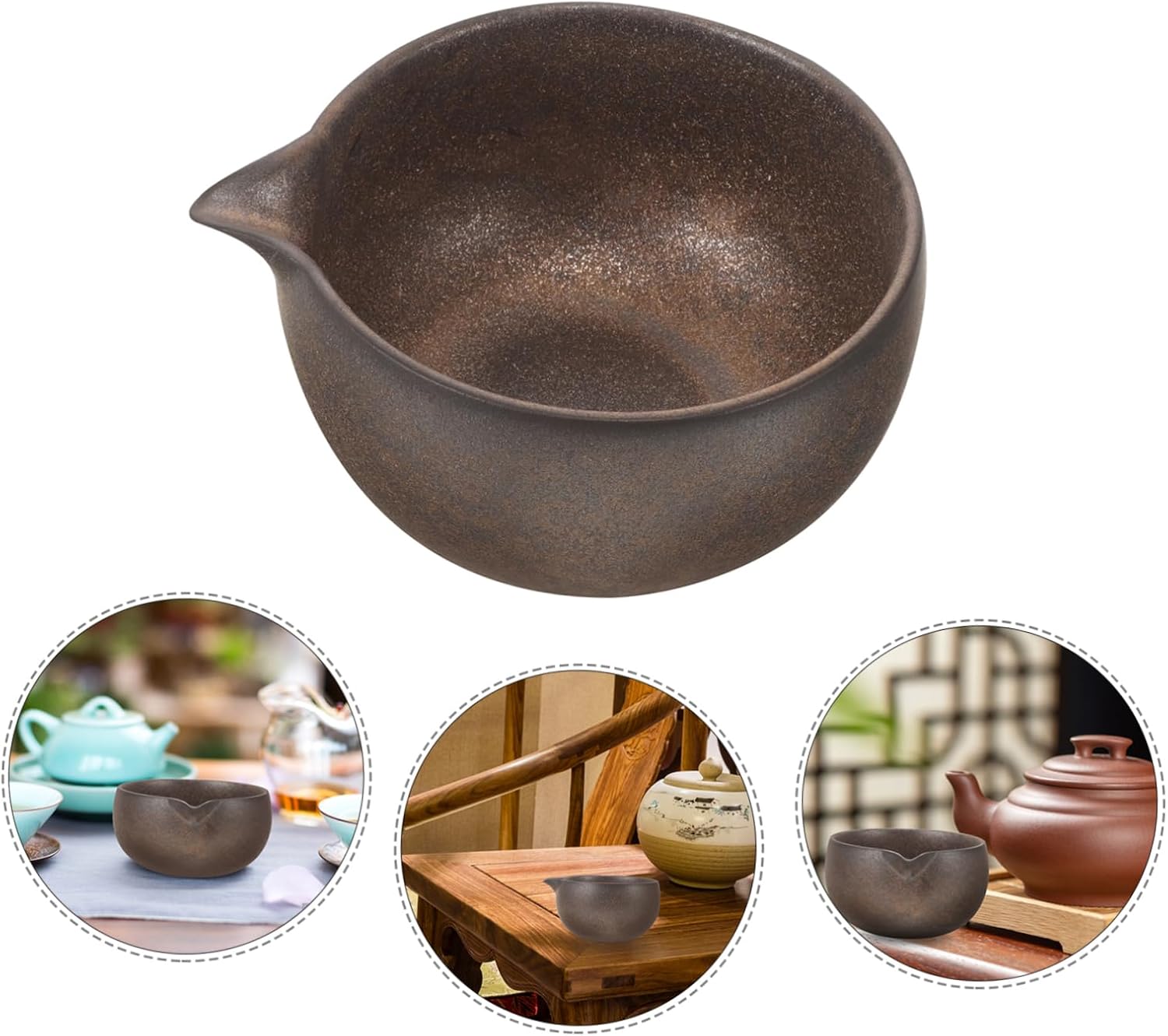 VALICLUD Ceramic Matcha Tea Bowl with Spout for Japanese Tea Ceremony for Precise Pouring Pottery and Gift Use